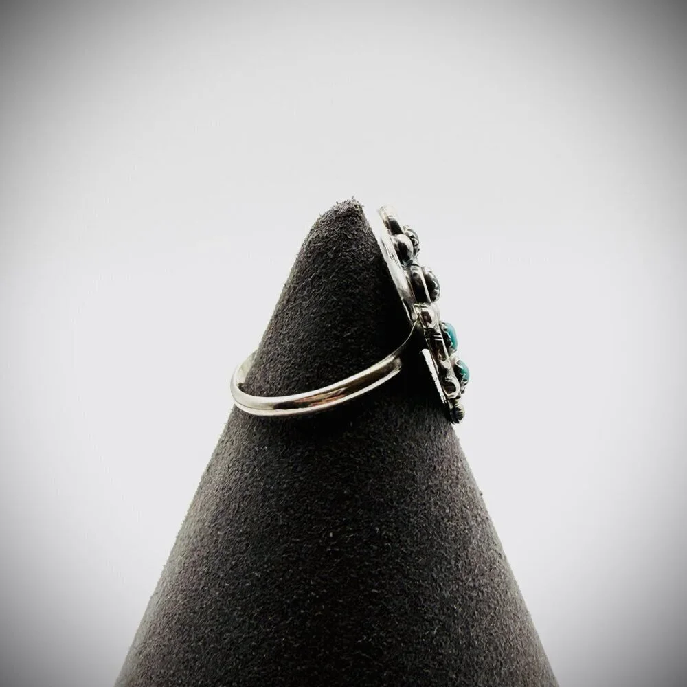 Vintage R. Dishta Zuni Turquoise Snake Eye Ring Sz 8.25